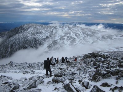 "Gearing Up Before the Final Push," by Tracie A. Henry, New Hampshire Chapter. Winner of the "AMC in Action" category in the 2010 AMC Photo Contest.